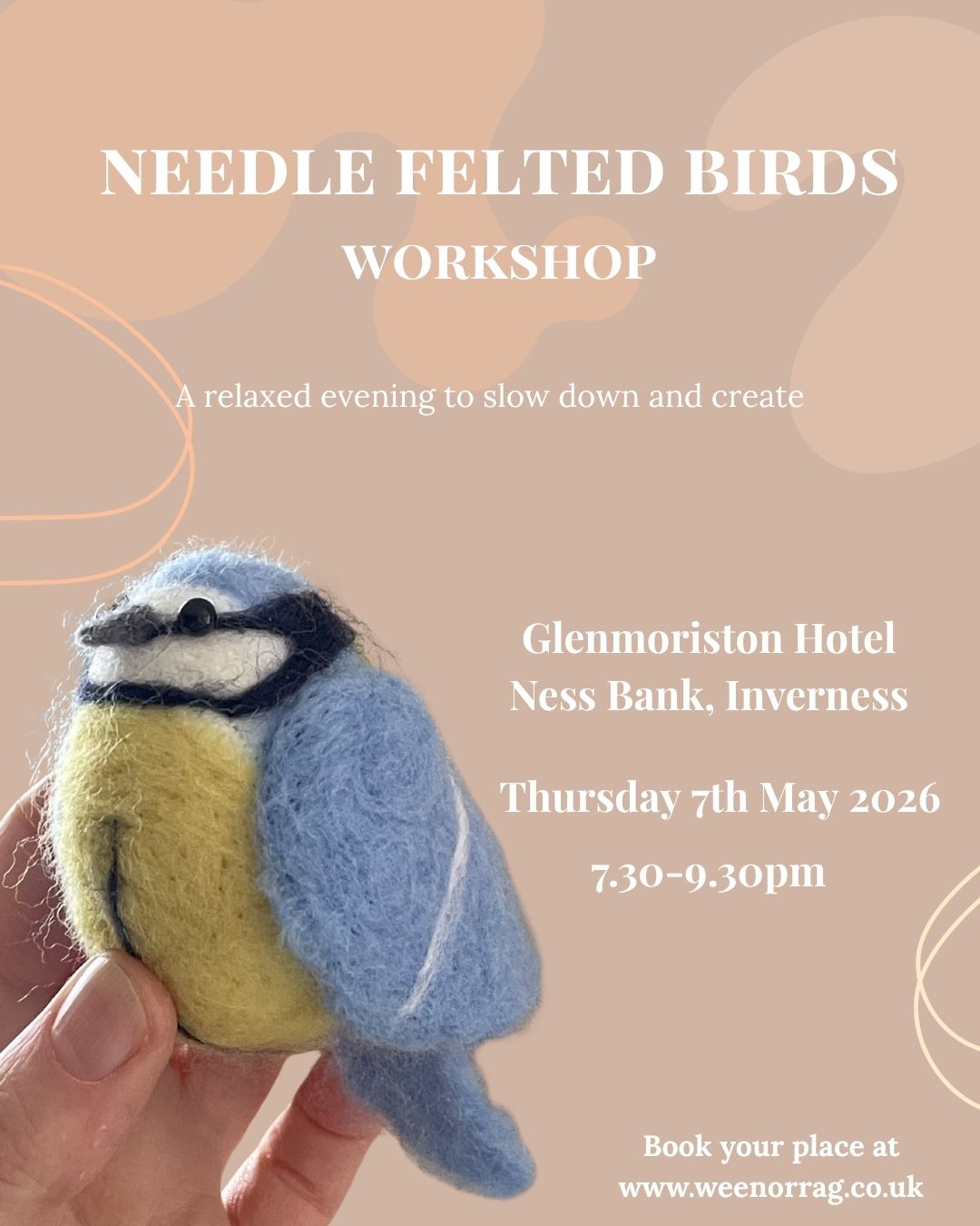 Needle-felted birds